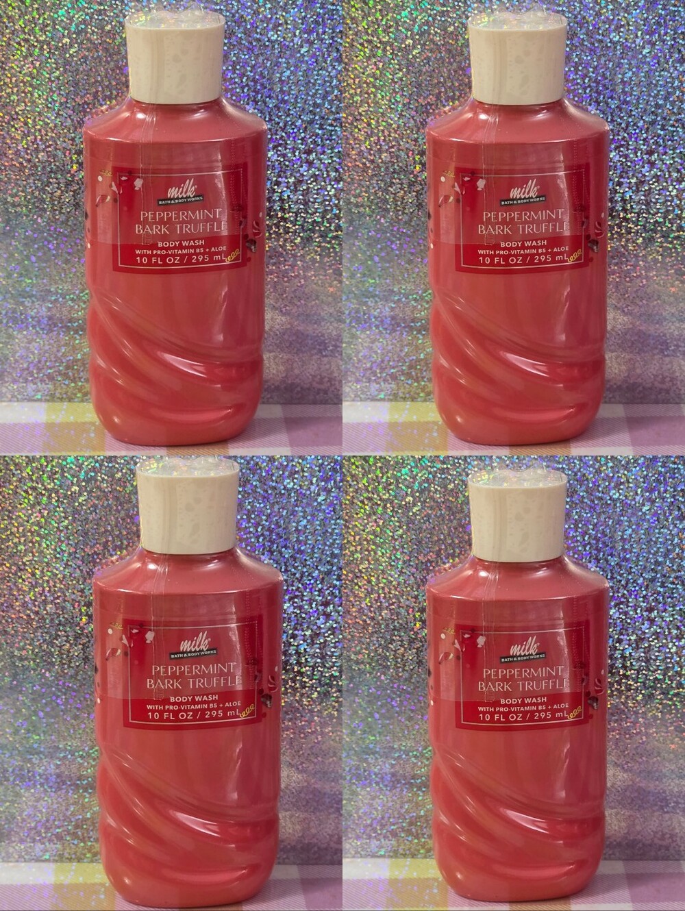 Bath & Body Works Milk Bar Peppermint Bark Truffle Body Wash Set of 4 NEW RARE